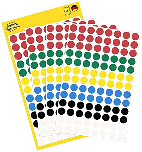 Markierungspunkt, farbig, 8mm ø, 416 Etiketten je Packung, farbig sortiert Markierungspunkt, farbig, 8mm ø, 416 Etiketten je Packung, farbig sortiert von AVERY Zweckform