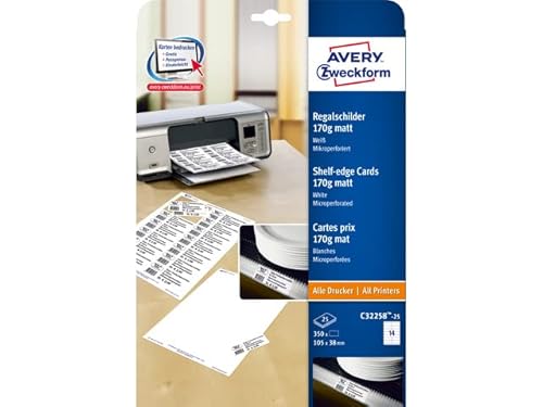 Tafelkarten Avery 105x38mm - 170gr wei box 25 blatt 14 krt p Tafelkarten Avery 105x38mm - 170gr wei box 25 blatt 14 krt p von AVERY Zweckform