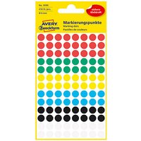 AVERY Zweckform Klebepunkte 3090 rot, weiß, grün, blau, gelb, schwarz Ø 8,0 mm von AVERY Zweckform