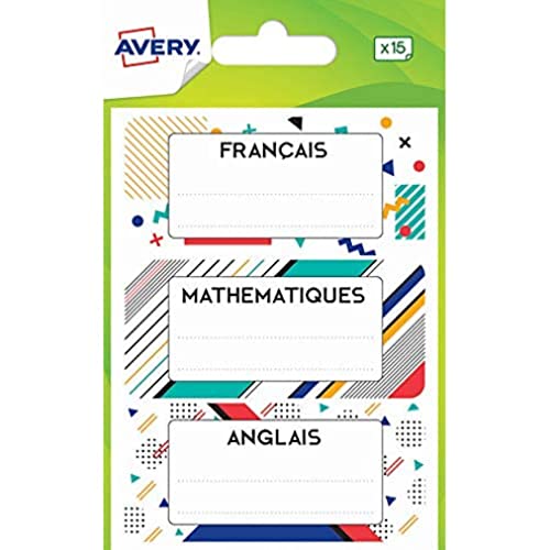 AVERY - Vorgedruckte Etiketten für Schulmaterialien, grafisches Design, Format 76 x 34 mm, mehrfarbig, 15 Stück AVERY - Vorgedruckte Etiketten für Schulmaterialien, grafisches Design, Format 76 x 34 mm, mehrfarbig, 15 Stück von Avery