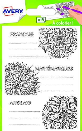 15 Etiketten für Schulmaterialien zum Ausmalen – 76 x 34 mm von AVERY
