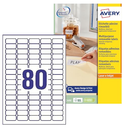 AVERY 754870 Ersätze Etikette Kasten, 25 Blatt, 2000 Einheite von AVERY