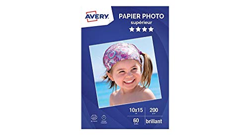 AVERY-C 2549-60-60 Blatt Fotopapier, hochglänzend, 200 g/m ², für Tintenstrahldrucker, A6. von AVERY