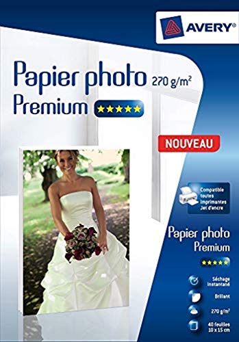 AVERY C2453-40 40 Fotopapier A6 270 g/m², für Tintenstrahldrucker, glänzend Weiß von Avery