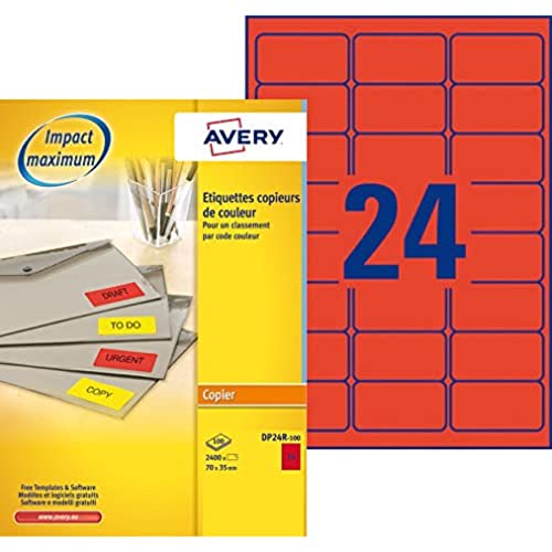 AVERY-DP24R 100-2400 Etiketten neon-rot multi usages. 70 x 35 mm, Druck für Kopierer AVERY-DP24R 100-2400 Etiketten neon-rot multi usages. 70 x 35 mm, Druck für Kopierer von Avery