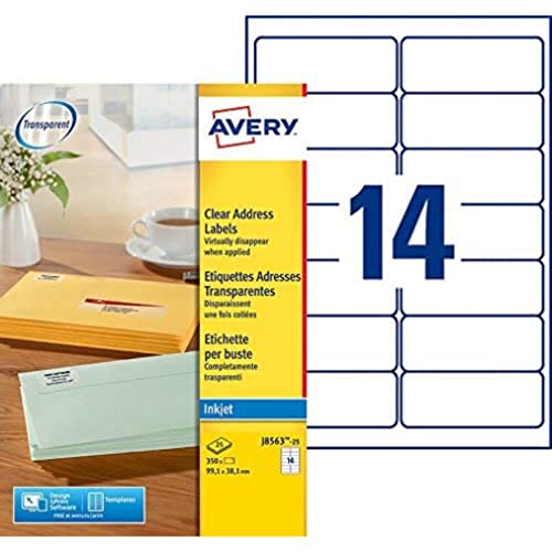 Adressetikett Avery 99.1x38.1mm transparent 25 VEL 14 Etiketten pro Blatt von Avery