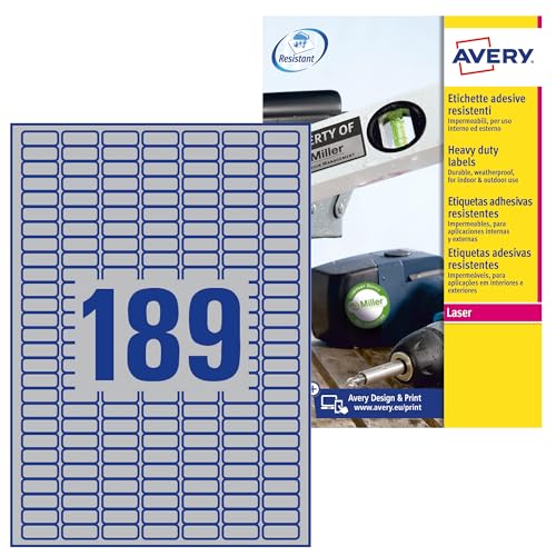 AVERY Selbstklebende Haftetiketten aus Metall - anpassbar und bedruckbar - Größe 25,4 x 10 mm - Laserdruck - L6008-20,silber / schwarz AVERY Selbstklebende Haftetiketten aus Metall - anpassbar und bedruckbar - Größe 25,4 x 10 mm - Laserdruck - L6008-20,silber / schwarz von Avery