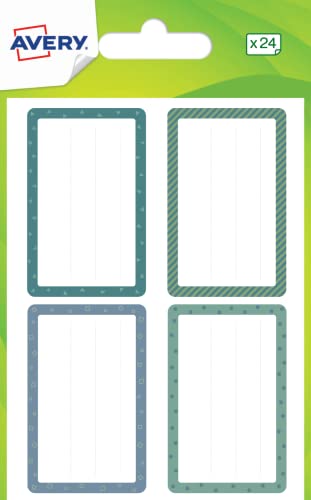 Avery Schuletiketten, selbstklebend, blaue und grüne Motive, 36 x 56 mm, 24 Stück Avery Schuletiketten, selbstklebend, blaue und grüne Motive, 36 x 56 mm, 24 Stück von Avery