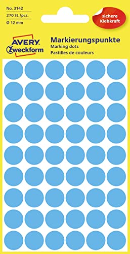 AVERY Zweckform 3142 Markierungspunkte, Durchmesser 12 mm, blau von AVERY