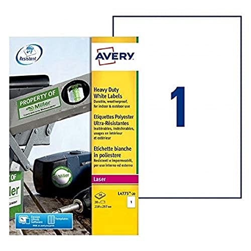 AVERY - Box mit 200 selbstklebenden Mehrzweck-Etiketten, Format 210 x 297 mm, Kopierer, (23530-200) von AVERY
