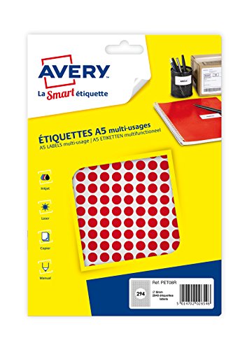AVERY - Packung mit 2940 roten Klebepunkten, Durchmesser 8 mm von AVERY