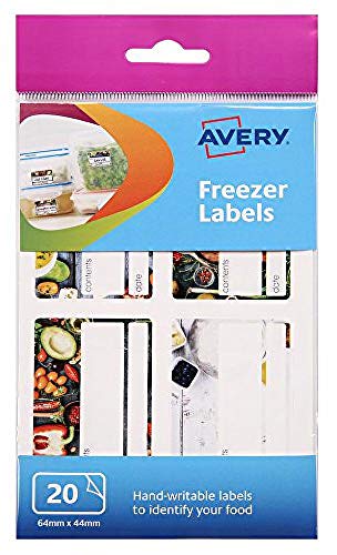 Avery 60–126 selbstklebende Gefrierschrank-Etiketten, nur zur Beschriftung per Hand, 44 x 64 mm, 4 Etiketten pro Blatt von AVERY