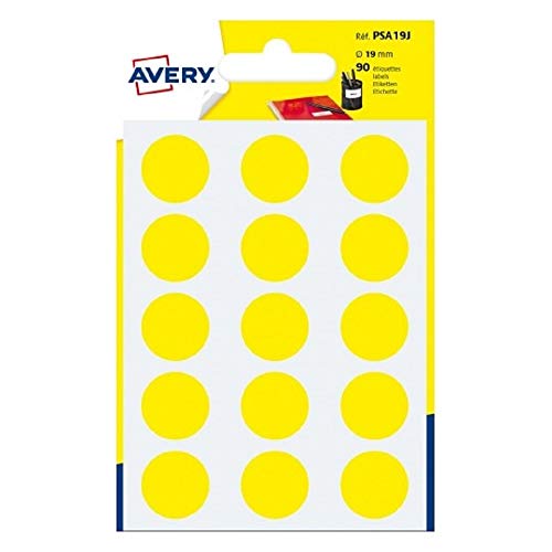 Avery 90 Tabletten – 19 mm – Brett A6 – Gelb (psa19j) von Avery