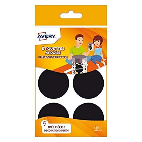 Avery ARDO30 Etiketten, rund, Durchmesser 4,8 cm, Schwarz, 30 Stück von Avery
