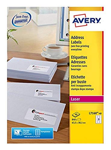 Avery Adressetiketten für Laserdrucker 840 Stück 40 Blatt pro Weiß von AVERY