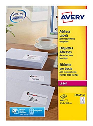 Avery Adressetiketten für Laserdrucker 840 Stück 40 Blatt pro Weiß von Avery