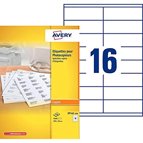 Avery - Packung mit 1600 Mehrzweck-Etiketten, selbstklebend, Format 105 x 35 mm, Kopierer (DP165-100) von Avery