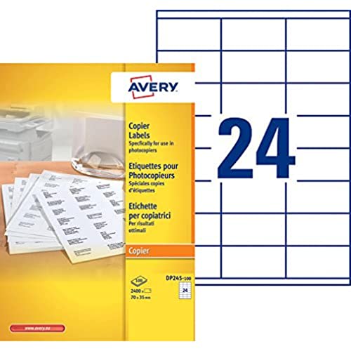 Avery 2.400 Adressetiketten für Monochromkopierer 100 Blatt mit je 24 Etiketten in weiß von Avery