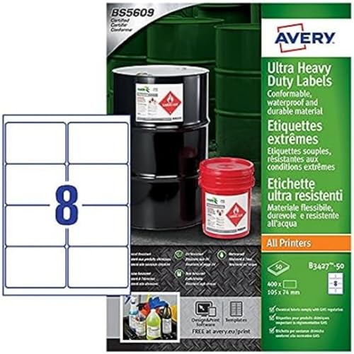 Avery Ultra HD Labels B3427-50 8 per sheet PK400 von Avery