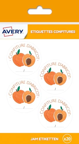 Avery – Beutel mit 20 Etiketten für Marmeladen, Aprikose, Ø47,5 mm Avery – Beutel mit 20 Etiketten für Marmeladen, Aprikose, Ø47,5 mm von Avery
