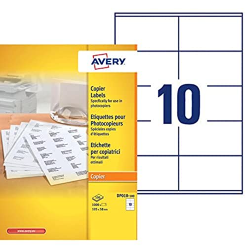 Avery DP010-100 Etiketten für Kopierer in Schachtel 105 x 58 mm 1000 Stück Weiß von AVERY