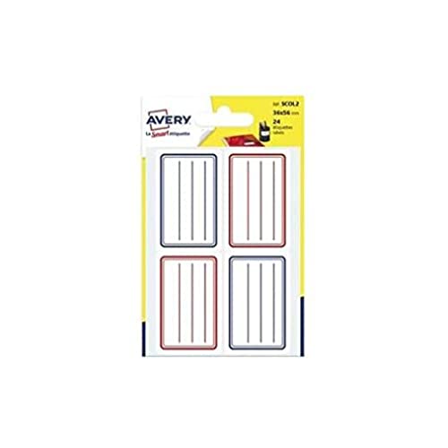 Avery Dekoknöpfe aus 24 Etiketten Schul liniert blau und rot 36 x 56 mm. Avery Dekoknöpfe aus 24 Etiketten Schul liniert blau und rot 36 x 56 mm. von Avery