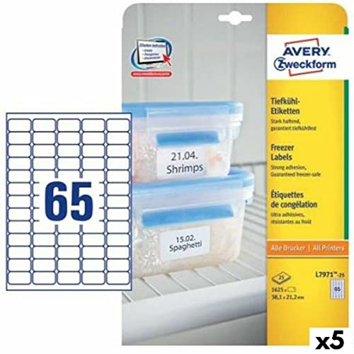 Avery Druckeretiketten L7971 38,1 x 21,1 mm weiß 25 Blatt (5 Stück) von Avery Dennison