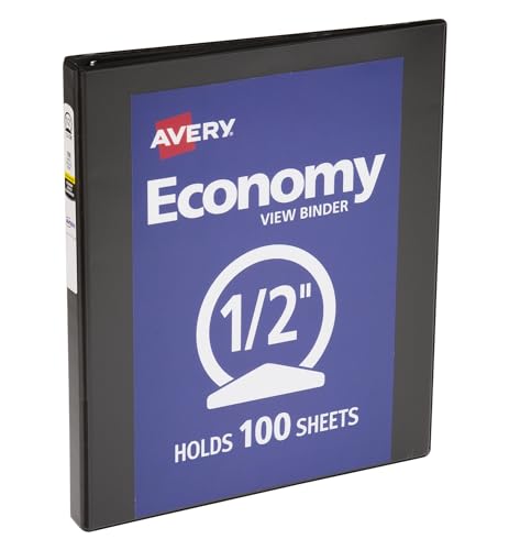 Avery Economy View 3 Ringbuch, 1,3 cm runde Ringe, 1 schwarzer Ordner (05751) von AVERY