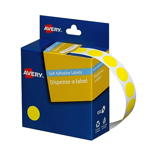 Avery Etiketten, rund, 14 mm Durchmesser, Gelb, 1050 Etiketten (937239) von AVERY