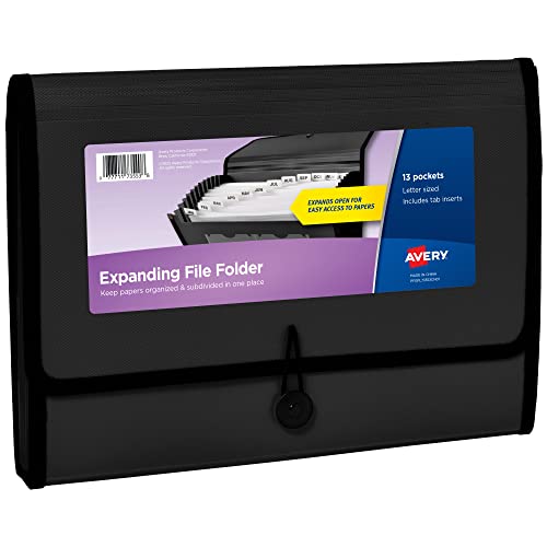 Avery Fächermappe 73553, Akkordeon-Organizer, 13 Fächer, Schwarz, für 425 Briefe / A4-Blätter Avery Fächermappe 73553, Akkordeon-Organizer, 13 Fächer, Schwarz, für 425 Briefe / A4-Blätter von AVERY