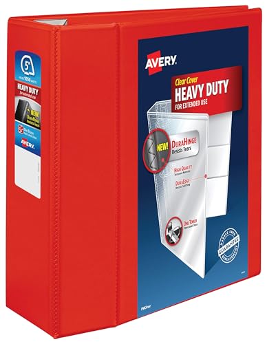 Avery Heavy-Duty View 3-Ringbuch, 12,7 cm One Touch EZD Ringe, 1 roter Ordner (79327) von AVERY