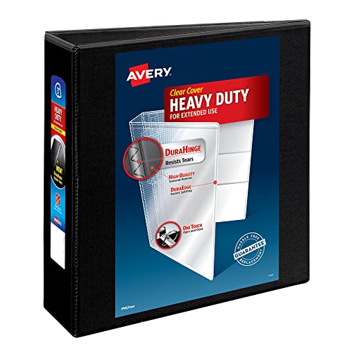Avery Heavy-Duty View 3 Ringbuch, 3 Zoll One Touch schräge Ringe, 8,9 cm Rücken, 1 schwarzer Ordner (79100) von AVERY