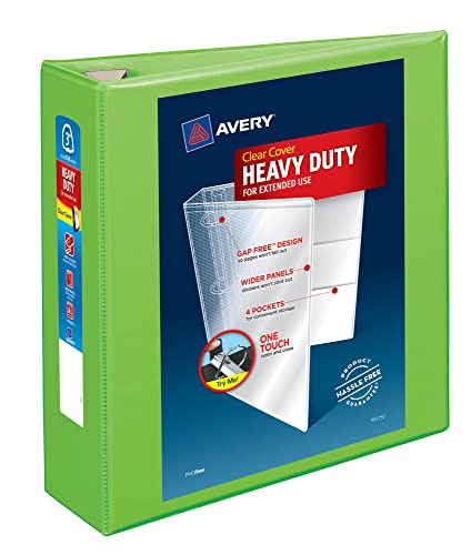 Avery Robuster 3-Ringbuch, 7,6 cm One Touch EZD Ring, fasst 21,6 x 27,9 cm Papier, 1 Chartreuse Binder (79779) von AVERY