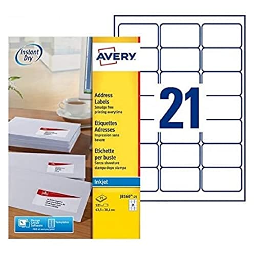 Avery J8 Etiketten Quick Dry 63.5 x 38.1 Bianco von AVERY