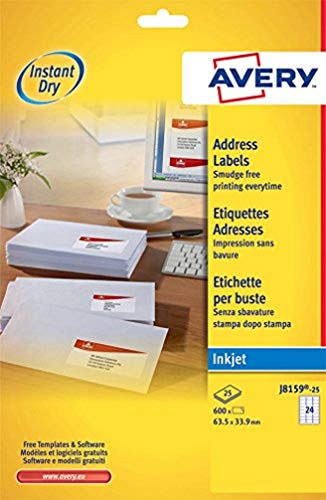 Avery J8 Quick Dry Etiketten 63.5 x 33.9 weiß von Avery