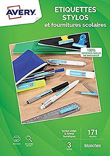 Avery J8110-3 Druckeretiketten für Stifte und Schulmaterial, 171 Stück von Avery