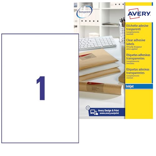 Adressetikett Avery 210x297mm transparent 25 VEL 1 -Etikett pro Blatt von Avery