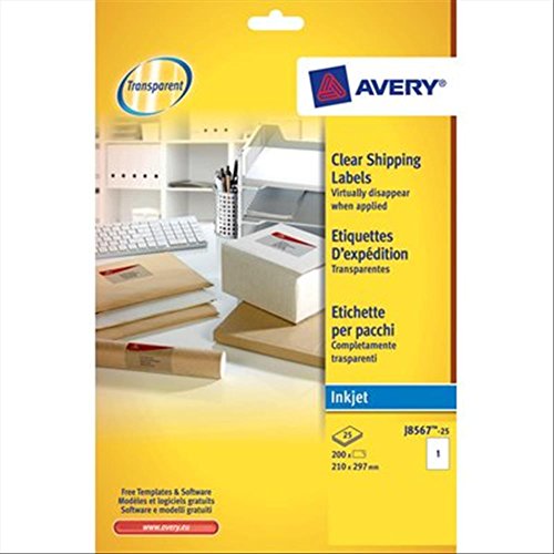 Adressetikett Avery 210x297mm transparent 25 VEL 1 -Etikett pro Blatt von Avery