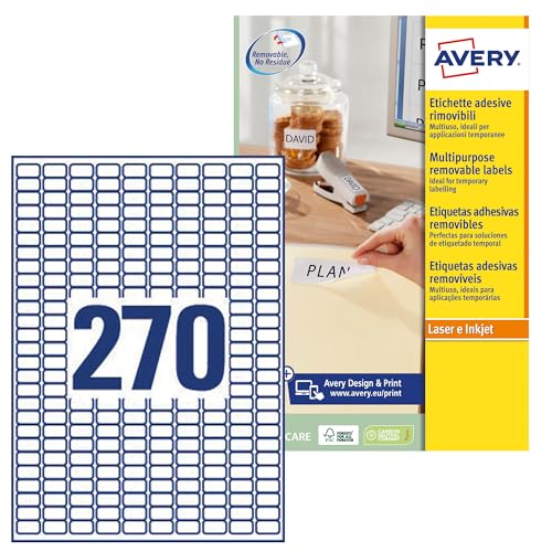 Avery L4730REV Etiketten, ablösbar, für Laserdrucker, 25 Blatt von AVERY