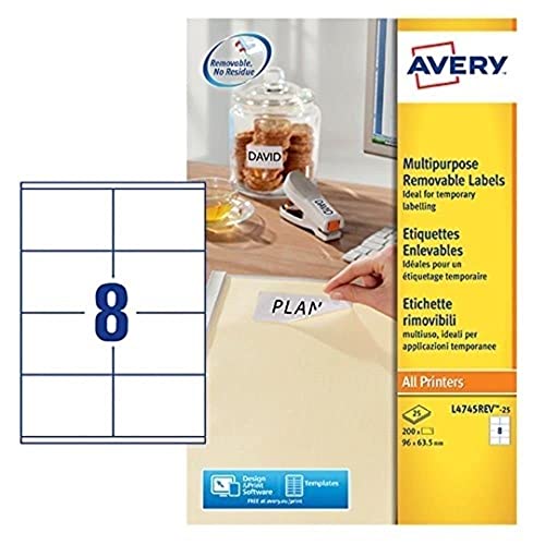 Avery L4745REV-25 Etiketten ablösbar 96 x 63,5 mm 200 Stück Weiß Avery L4745REV-25 Etiketten ablösbar 96 x 63,5 mm 200 Stück Weiß von Avery