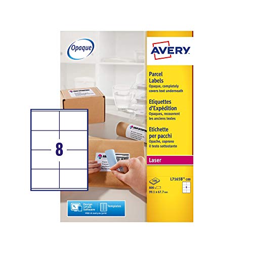 Avery Block-out-Versandetikett, 99,1 x 67,7 mm White Box 100 Blätter, 8 Etiketten pro Blatt von Avery