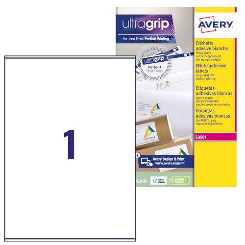 Avery L7167 – 15 Stück 15 Etiketten Kunstdruck Laser 99,6 x 289,1 mm weiß Avery L7167 – 15 Stück 15 Etiketten Kunstdruck Laser 99,6 x 289,1 mm weiß von Avery
