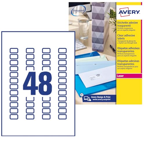 Avery L7553-25 Adressetiketten 48 pro Blatt 22 x 12,7 mm 1200 Stück transparent von Avery