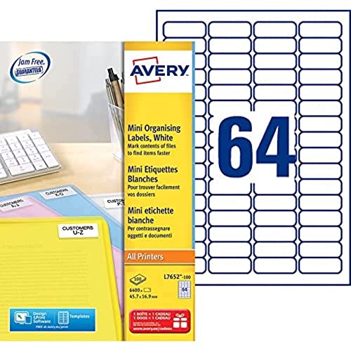 Avery - L7652-100 - 6400 Laseretiketten - 45,7 x 16,9 mm - weiß Avery - L7652-100 - 6400 Laseretiketten - 45,7 x 16,9 mm - weiß von Avery