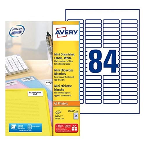 Laseretikett Avery 46x11.1mm Weiß 100 Blatt 84 Etiketten pro Blatt von Avery