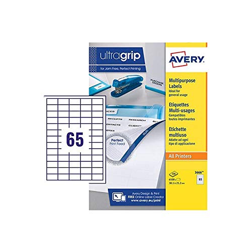 Avery Multifunktions-Etiketten, 100 Blatt mit je 65 Etiketten Avery Multifunktions-Etiketten, 100 Blatt mit je 65 Etiketten von Avery