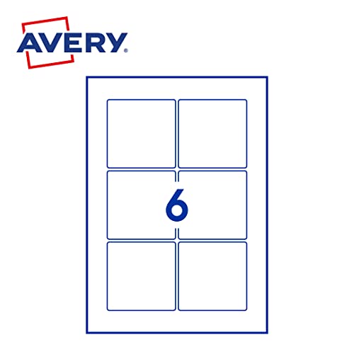 Avery - Packung mit 60 selbstklebenden Etiketten, quadratisch, Polyesterfolie, weiß, Format 80 x 80 mm, personalisierbar und bedruckbar mit Laser und Kopierer (FPL-80 x 80.fr) von AVERY