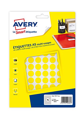 Avery – Packung mit 960 gelben Klebepunkten, Durchmesser 15 mm Avery – Packung mit 960 gelben Klebepunkten, Durchmesser 15 mm von Avery