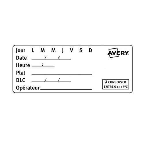 Avery – Rolle mit 300 Etiketten, vorgedruckt, für Teller, Tellerkleber, abnehmbar, 98 x 40 mm von AVERY