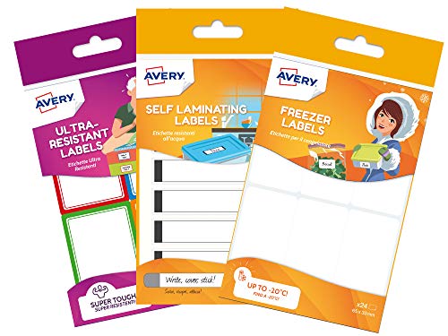 Avery Schulpaket, widerstandsfähige Etiketten/wasserdichte Etiketten/Kühlschrank-Gefrierschrank-Etiketten von AVERY